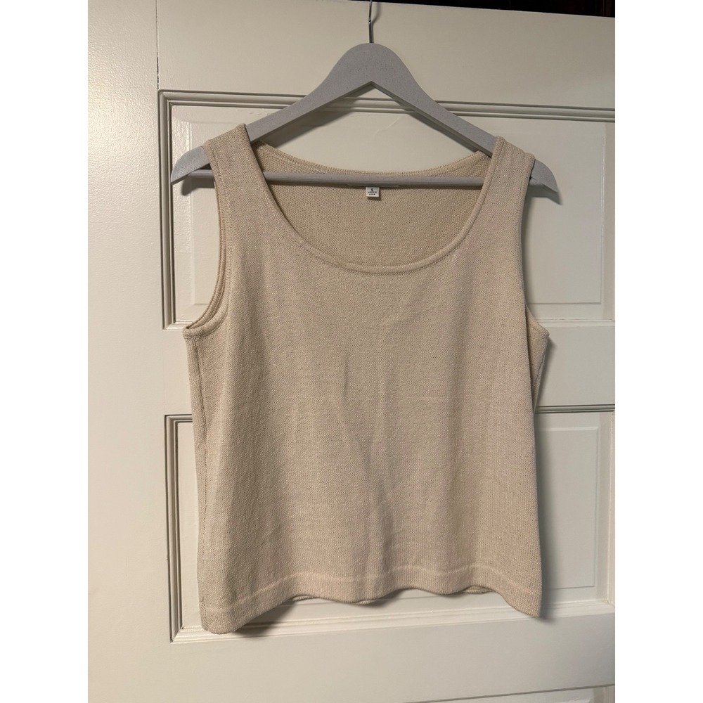 St. John Cream Santana Knit Scoop Neck Tank Top Womens‎ Small
